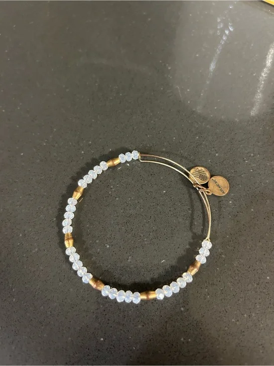 Alex and Ani Gold-Tone Expandable Bracelet with Clear Beads