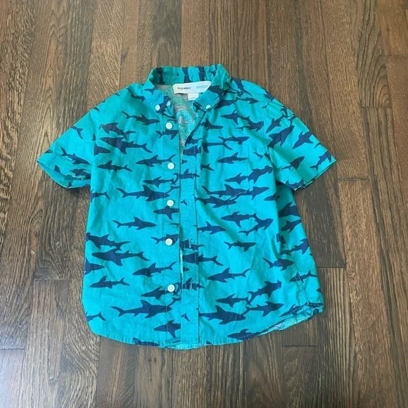 Old navy boys button down shark shirt