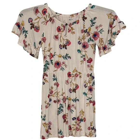 Old‎ Navy Floral Dress Girls Short Sleeve Casual Play Kids Size S 6 / 7 W 20