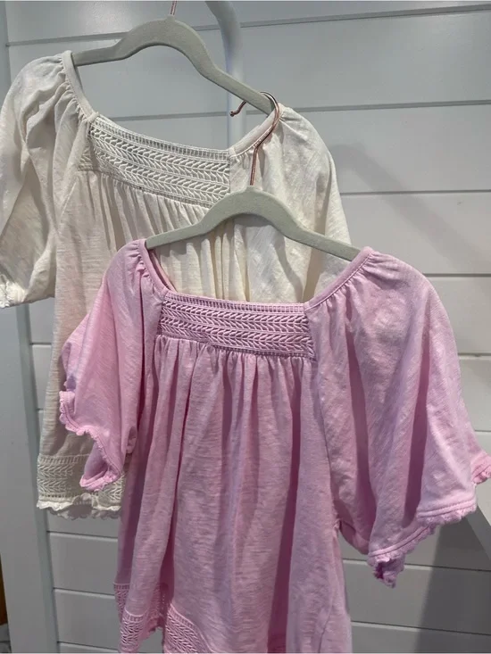 Set of two girls Smocked Peasant Tops