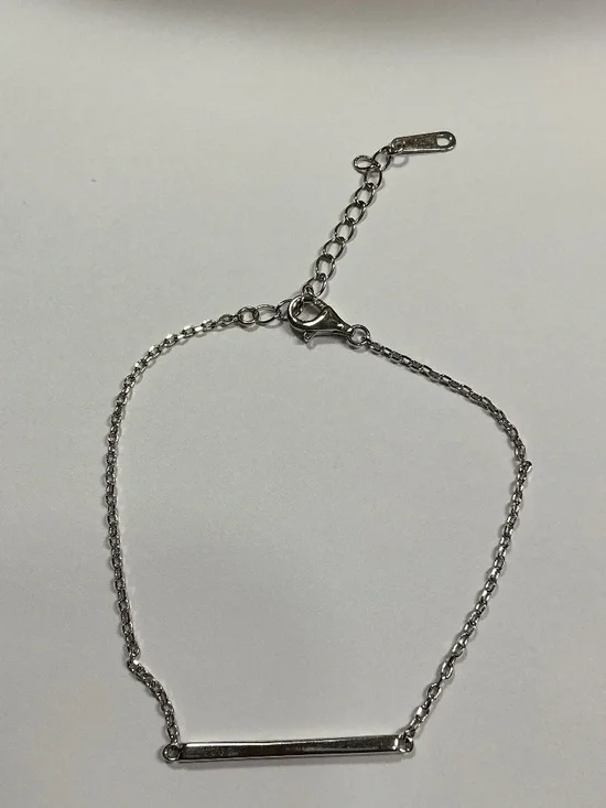 Sterling Silver Bar and Chain Bracelet. 6.5 to 8.25 inches long