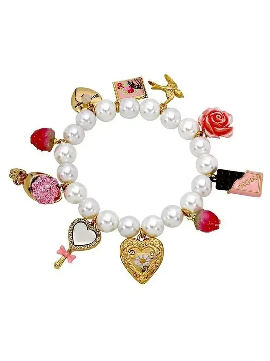 Betsey Johnson Sweetheart Charm Stretch Bracelet New