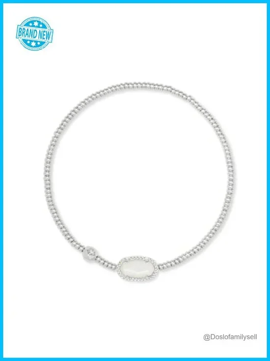 Rhodium Over Brass Mother of Pearl Stretch Bracelet Fashion Jewelry