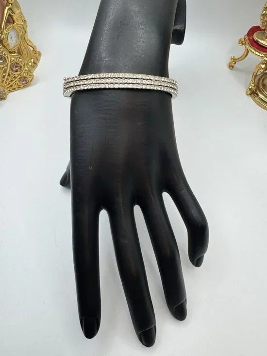 Disigner Givenchy swarovski Crystal Gold Tone Bangle Bracelet Rhodium Plated