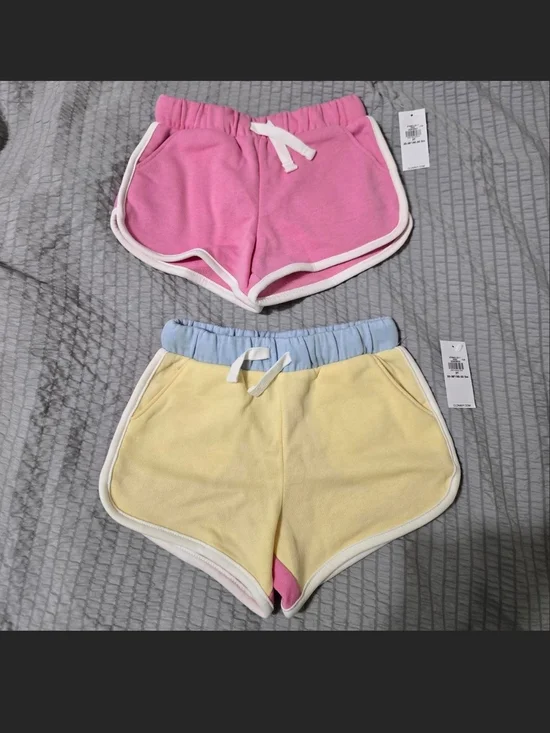 Old Navy Girls Pink & Yellow Retro-Trim Shorts Set NWT