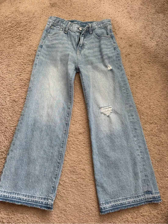 Old Navy Light Blue Wide Leg Distressed Jeans