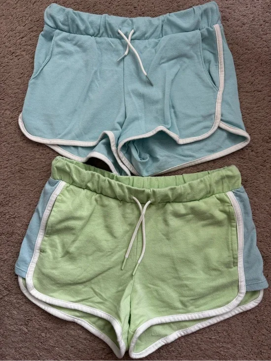 Old Navy Light Blue & Light Green Terry Athletic Shorts Duo