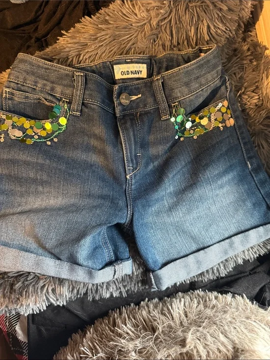 Old Navy Blue Denim Sequin Pocket Girl’s Shorts