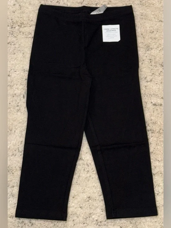 NWT Old Navy Girls Black Capri Leggings S Small 6-7 Stretch Cotton Basic