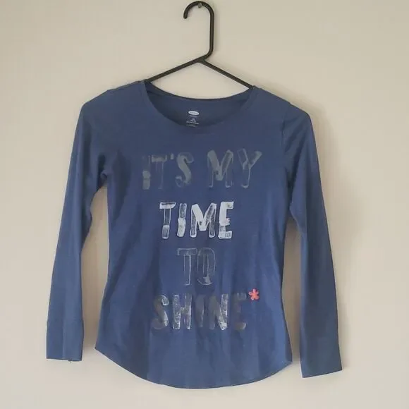 Old Navy Sz 10-12 'Its My Time To Shine*' Long Sleeve Shirt EUC
