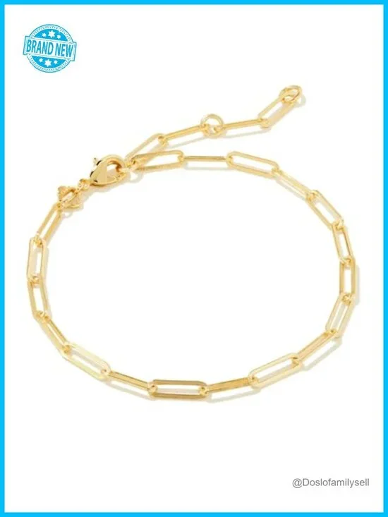 Gold Paperclip Link Bracelet with Lobster Clasp