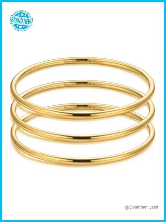 3mm 14K Gold Plated Stainless Steel Thin Round Bangle Bracelet