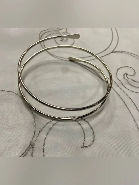 Silver Double-Band Open Cuff Bracelet/Arm Band - Women Jewelry