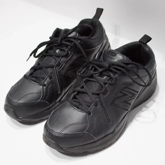 New Balance 608 Slip Resistant Walking Work Shoes Black Leather Men 9.5EE X-Wide