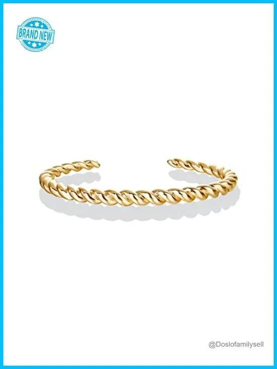 Gold Plated Twisted Chunky Bangle Bracelet Lightweight Everyday Jewelry
