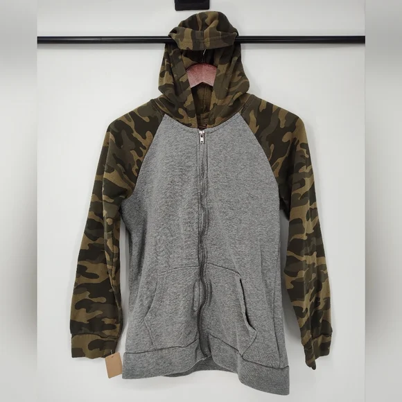 Old Navy Gray And Camo Zippered Hoodie Size X Large, 14-16