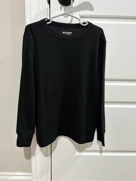 Old Navy Black Kids Waffle Thermal Long Sleeve Shirt