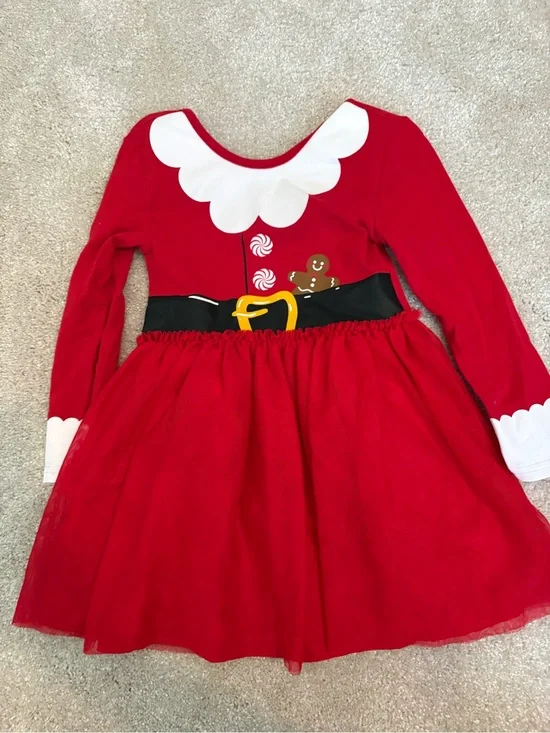 Old Navy Red Girls' Christmas Belted Santa-Inspired Dress