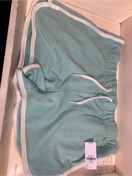 Old Navy Mint Green Girls Athletic Shorts with White Trim