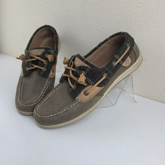 Sperry Songfish Green Suede Leather/Fabric Upper 3 Eye Boat Shoes Wmns Size 8.5M