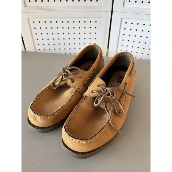 RUGGED SHARK Men's Boat Shoe Loafer, Brown, Premium Genuine Leather,‎ SIZE 11.5M