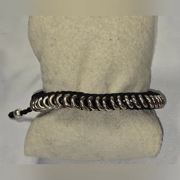 Links of‎ London Silver and Black Authentic Sweetie Friendship Bracelet