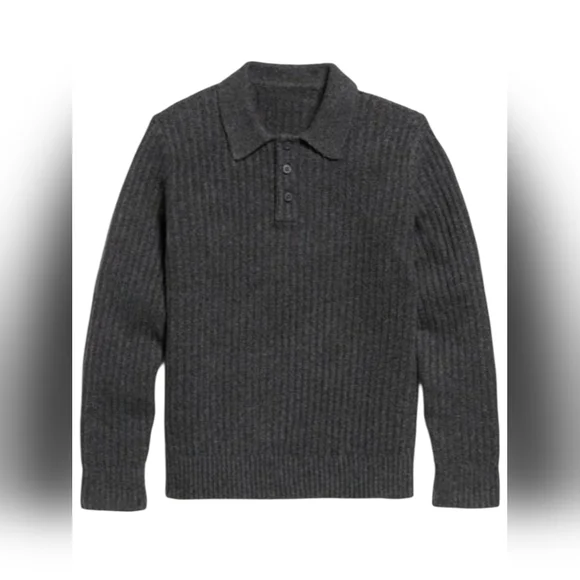 Old Navy SoSoft Long-Sleeve Polo Sweater Boys Gray Large 10-12 NEW NWT