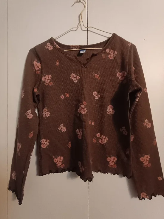 Old Navy Floral Long Sleeve Waffle Tee