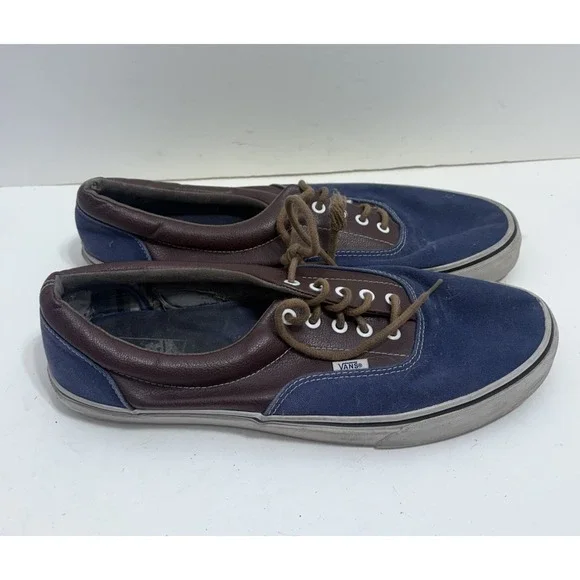 Vans Men's Era Leather Plaid Estate Blue Potting Soil‎ Boat Shoe Size 13