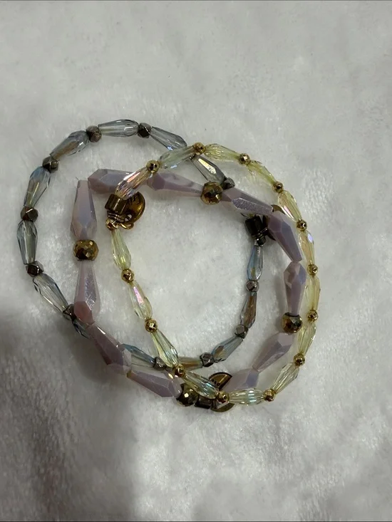 Erimish Pastel Yellow & Lilac Faceted Bead Bracelet Set