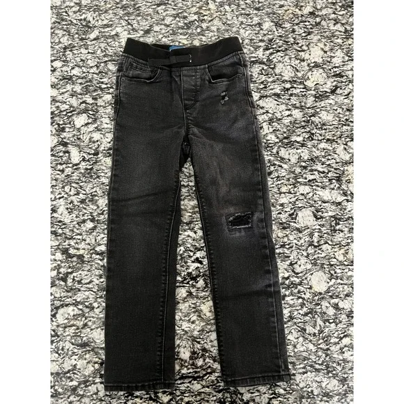 Old Navy Boys Skinny Jeans Black Distressed Elastic Waist 360 Stretch Size 5T‎