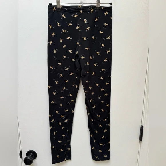 Old Navy, Girls, Leggings, Black with Gold Unicorns, Size XL (14)