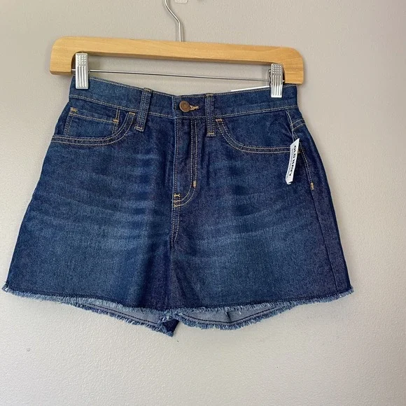 OLD NAVY‎ Girls Blue Denim Frayed Hem High Rise Adjustable Waist Shorts Size 12