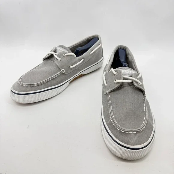 Sperry Bahama II Boat Shoes Mens 11.5 Gray Canvas Nautical Resort Preppy Beach