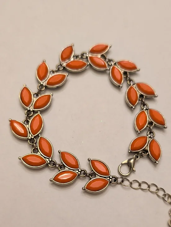 Orange Leaf Link Bracelet - Women’s Fashion Jewelry