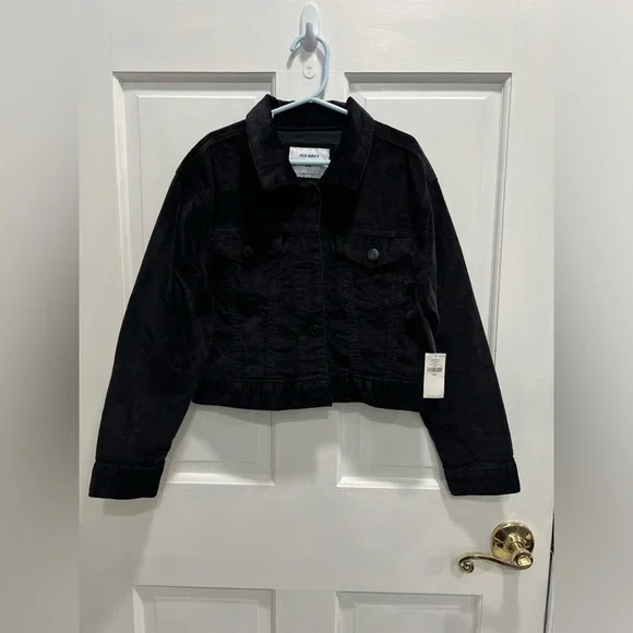 OLD NAVY NWT Black Collar Button Up Super Soft Jacket With Pockets SIZE MEDIUM 8