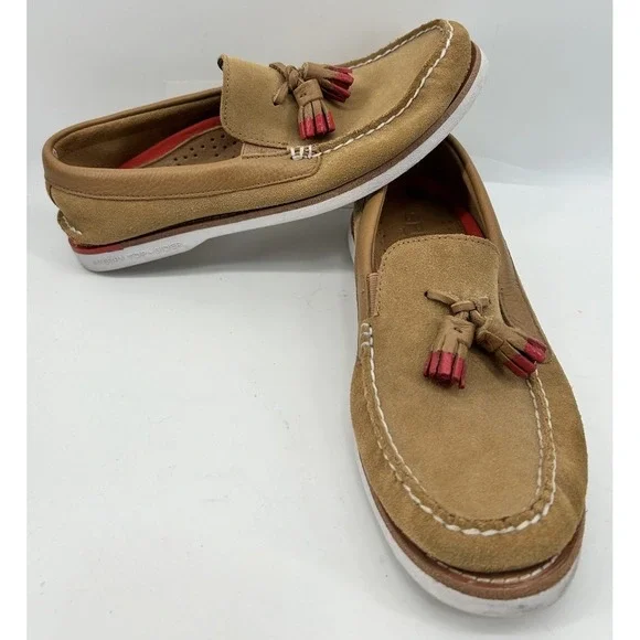 Sperry Authentic Original Tassel Slip On‎ Suede Boat Shoe Tan Men's Size 8.5M