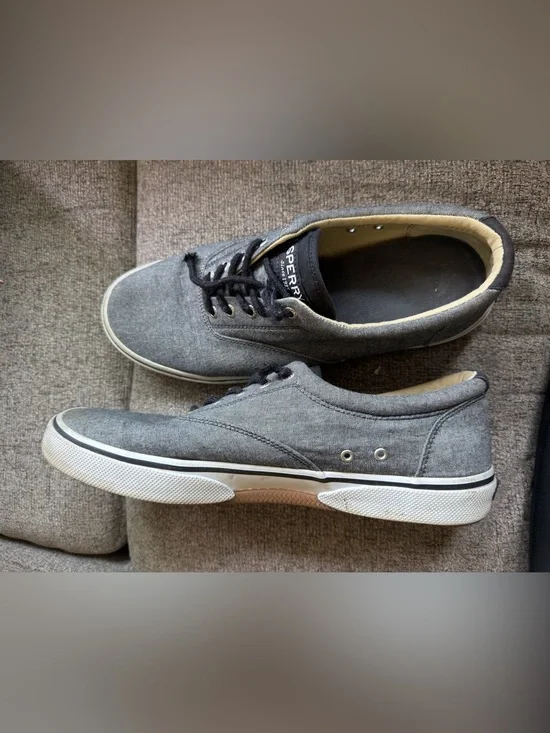 Sperry Men's Gray Canvas Lace-Up Boat Sneakers