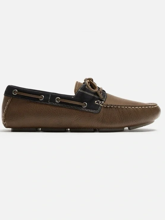 Zara Men's Brown and Black Loafers