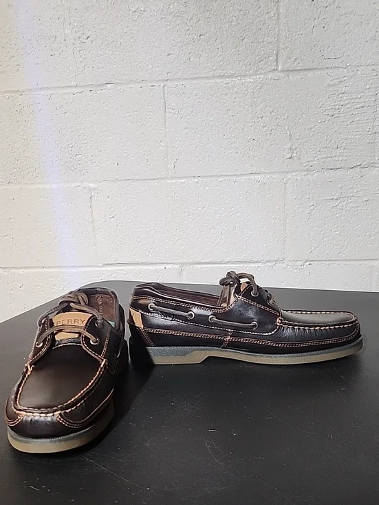 Sperry Gold Cup Men’s Dark Brown Leather Boat Shoes with Tan Accents
