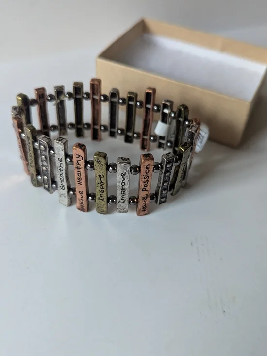 Inspirational Multi-Tone Bar Stretch Bracelet - Women