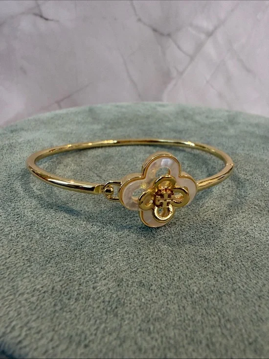 Tory Burch | Gold Plated Mother-of-Pearl Bangle Bracelet | Medium