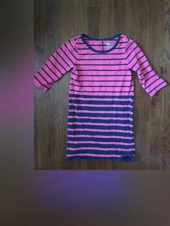 Old Navy Girls 4T Pink/Blue Striped T-Shirt Dress