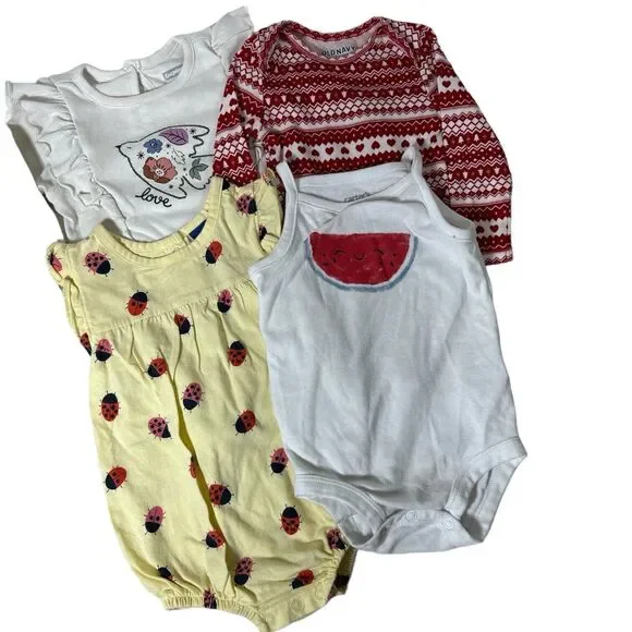 Baby girl 6-12 Months Summer Bundle Body Suits Watermelon Lady Bug one piece