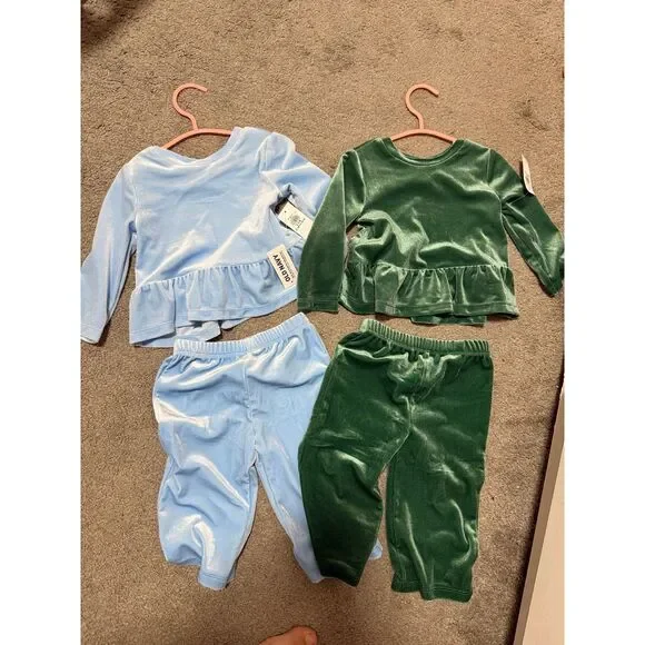 Old Navy Baby Girl Peplum Velour Outfits Lot of 2 NWT 6-12 Month