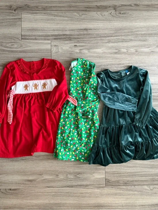 Girl’s Holiday Red, Green, Dark Teal Girls Holiday Dress Lot