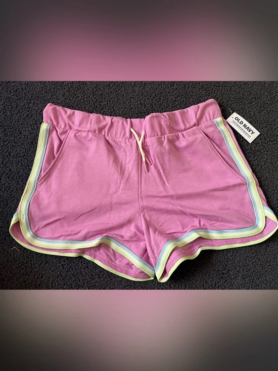 Old Navy Pink Girls' Lounge Shorts with Pastel Stripe Trim