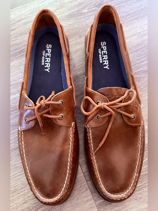 Sperry Top-Sider Leeward 2-Eye Leather Boat Shoes Men's Size 15 M Brown