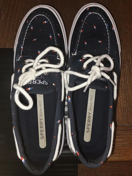 Sperry X Popsicle Navy Boat Shoes with Popsicle Print MENS 9.5 WOMENS 11