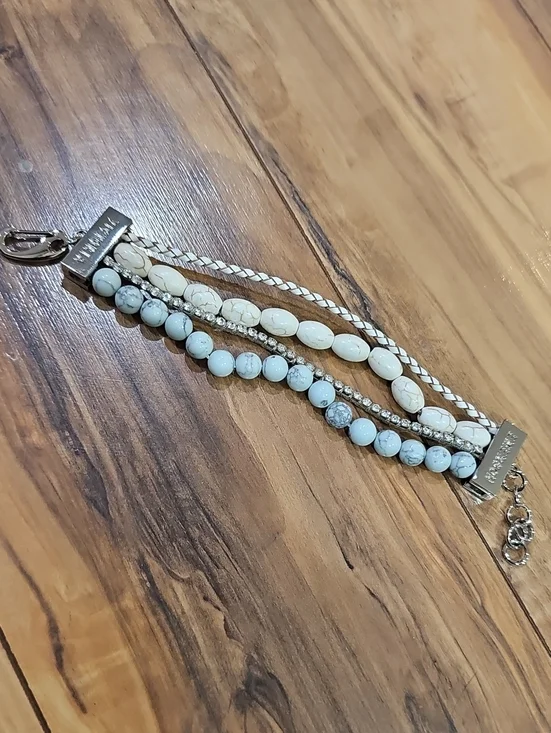 Victoria Emerson Layered White And Teal Bracelet
